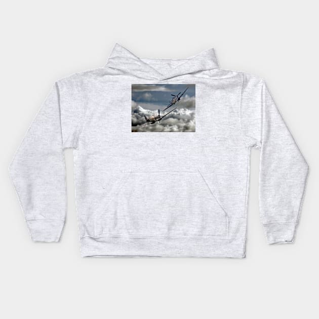 RAF WW2 Spitfire Tailchase Kids Hoodie by captureasecond